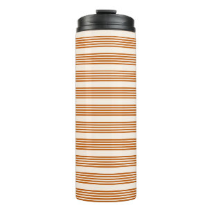 Garrafa Térmica Cor de laranja queimada e bege, padrão de cinco fa