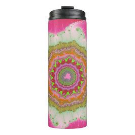 Garrafa Térmica Cor-de-rosa, branca e verde