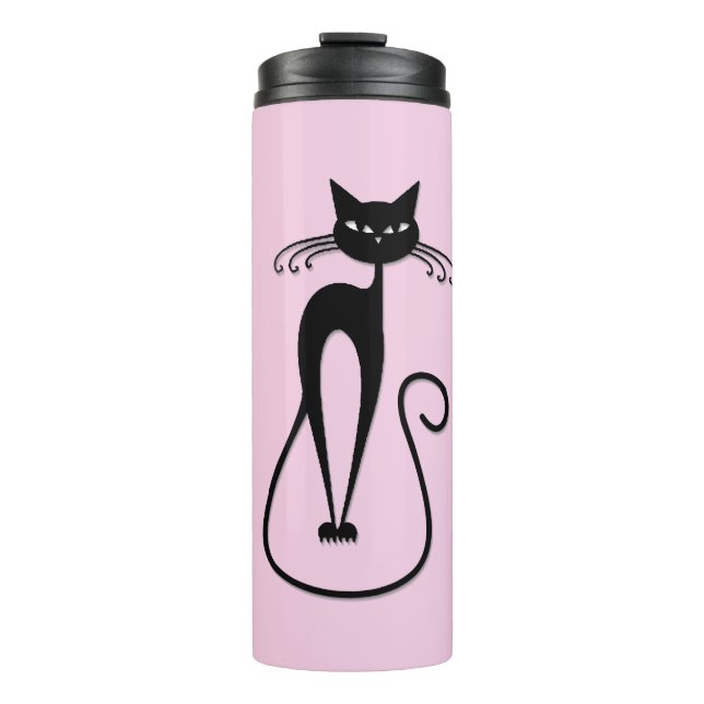 Garrafa Térmica Cor-de-rosa branco preto (Frente)