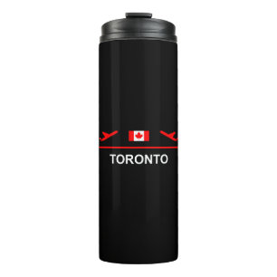 Garrafa Térmica Cor Escura do Avião do Aeroporto de Toronto Canad