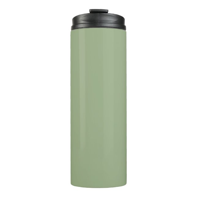 Garrafa Térmica Cor Verde Salvia Moderno Cor Sólida Plana (Frente)