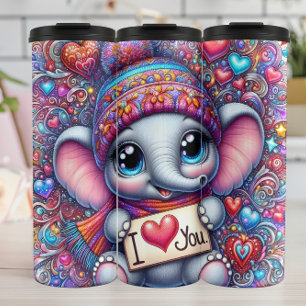 Garrafa Térmica Coração de Elefante Bebê no Inverno