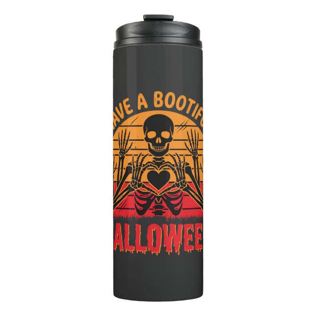 Garrafa Térmica Coração de Esqueleto de Halloween Bootiful Retro P (Frente)
