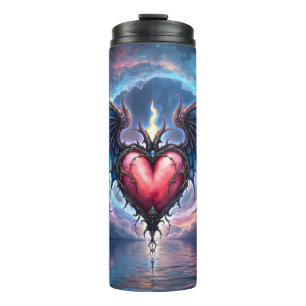Garrafa Térmica Coração Flamebound da Lua – Amor Cósmico Gótico