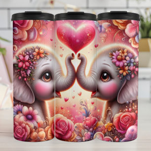 Garrafa Térmica Coração Floral de Elefante Bebê
