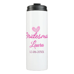 Garrafa Térmica Coração PINK nome mínimo de adicionar nome Bridesm