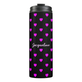 Garrafa Térmica Corações Cor-de-Rosa Bonitos em PRETO