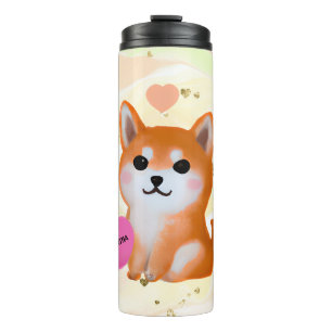 Garrafa Térmica Corações Cute Shiba Inu Para O Cão Lover
