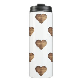 Garrafa Térmica Corações de Madeira Marrom-Russo Simétrico Grande