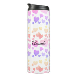 Garrafa Térmica Corações Flutuantes em Aquarela (Personalizável)