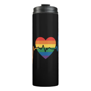Garrafa Térmica Corações LGBTQ Batimentos do Coração Orgulho Gay L