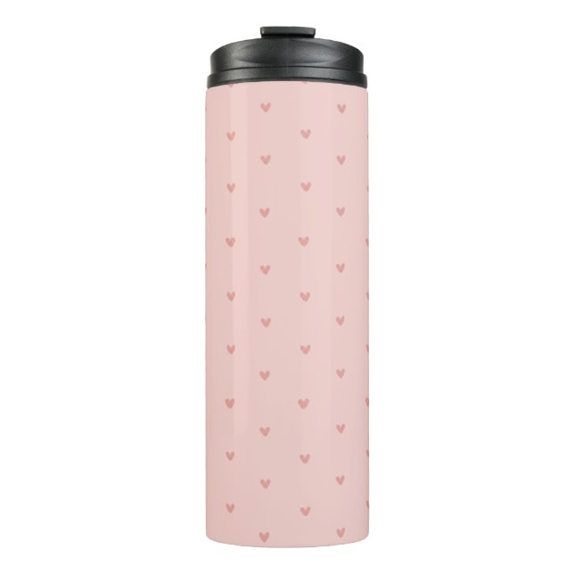 Garrafa Térmica Corações Rosa Pastel Fofos (Frente)