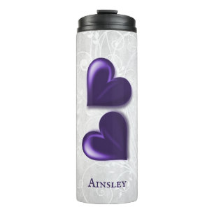 Garrafa Térmica Corações Roxos Tumbler Térmico Personalizado