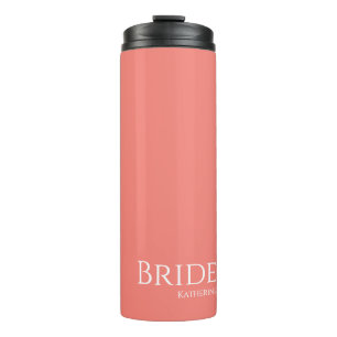 Garrafa Térmica Coral rosa e branco-