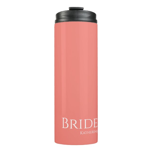 Garrafa Térmica Coral rosa e branco- (Frente)