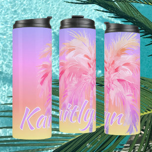 Garrafa Térmica Cores Tropicais Aloha Palmeira Personalizada