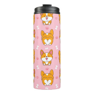 Garrafa Térmica Corgão de corgi feliz e bonito, padrão perfeito