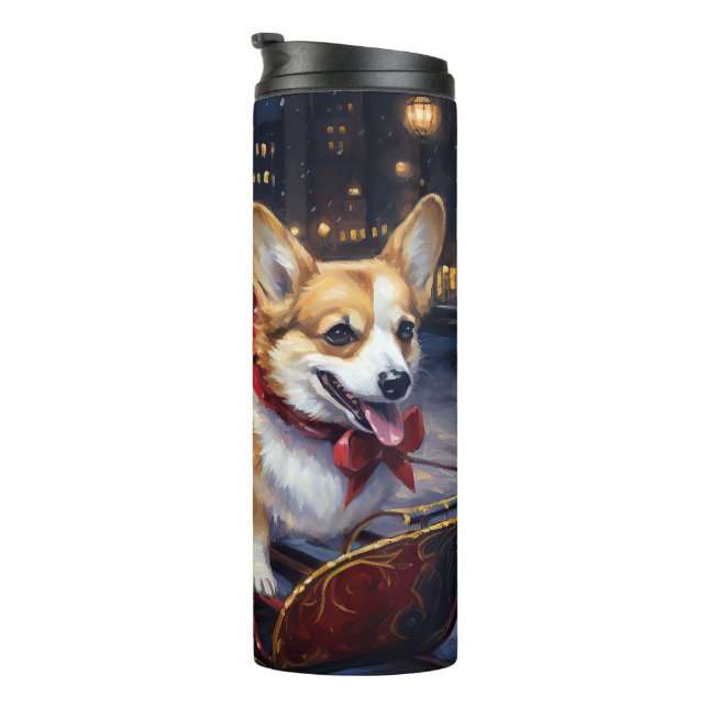 Garrafa Térmica Corgi Christmas Fesason Season (Rotação à direita)
