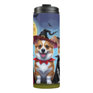 Garrafa Térmica Corgi Dogs Pumpkin Halloween Engraçado