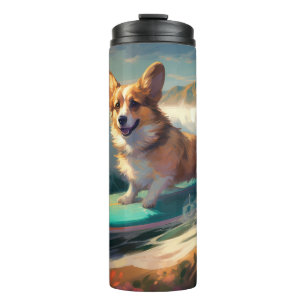 Garrafa Térmica Corgi  Praia Surfando Pintura
