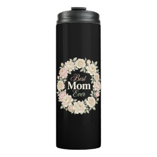 Garrafa Térmica Coroa Floral Elegante Melhor Mãe do Mundo