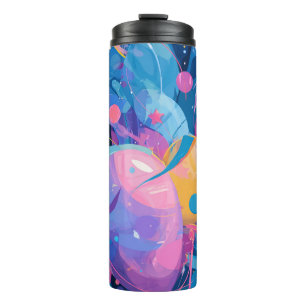 Garrafa Térmica Cosmic Celebration: Abstract Floating Orbs and Sta