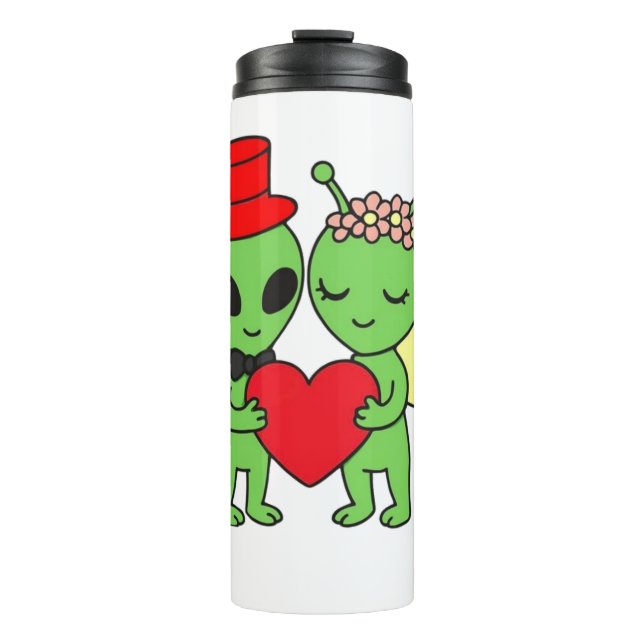 Garrafa Térmica Cosmic Love: Alien Bride and Groom Wedding Martian (Frente)