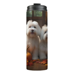 Garrafa Térmica Coton De Tulear Puppy Autumn Delight Pumpkin