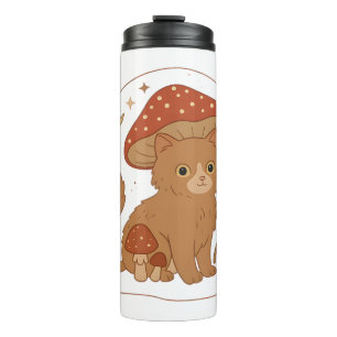 Garrafa Térmica Cottagecore Gato Cogumelo com Chapéu – G Fofo Vint