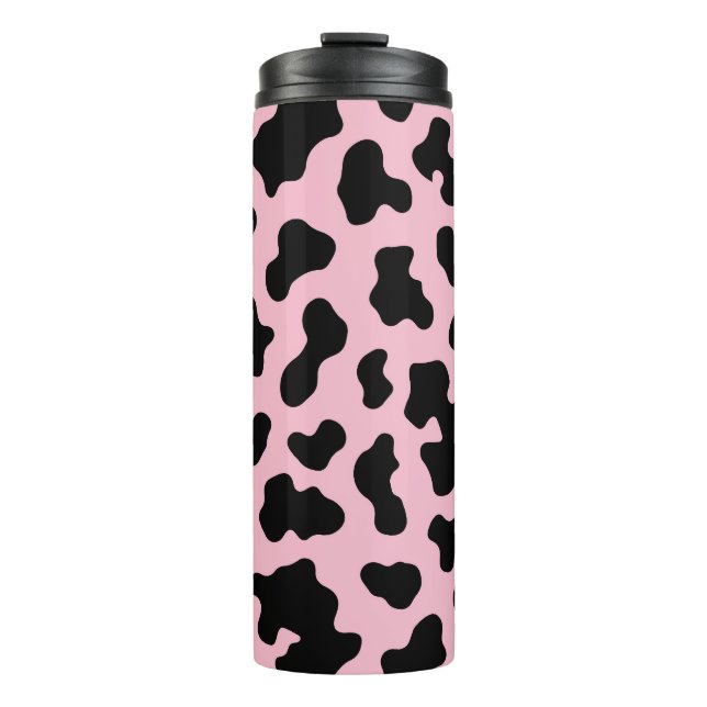 Garrafa Térmica Couro Cow Print Preto e Rosa (Frente)
