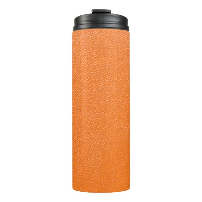 Garrafa Térmica Couro e couros de fundo de couro laranja,t (Frente)