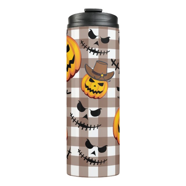 Garrafa Térmica Cowboy Jack O' Lanterna Halloween Pumpkin (Frente)