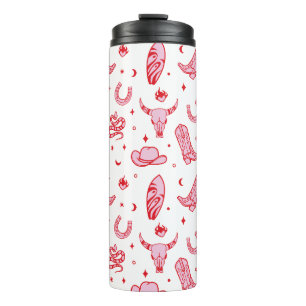 Garrafa Térmica Cowgirl Costeira, Cor-de-rosa, branca