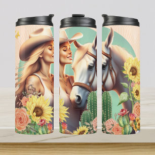 Garrafa Térmica Cowgirl Floral Skinny Tumbler