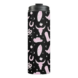 Garrafa Térmica Cowgirl Pink Black Western Surfer