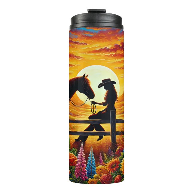 Garrafa Térmica Cowgirl Summer - Sunset, Sass e Southern Charm (Frente)