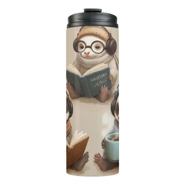 Garrafa Térmica Cozy Animal Friends Reading and Relaxing (Frente)