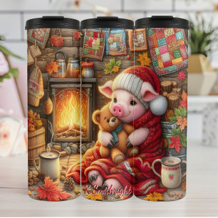 Garrafa Térmica Cozy Pig com Urso de Teddy