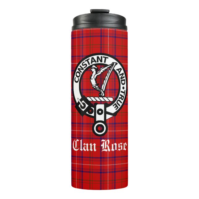 Garrafa Térmica Crachá Clan Rosa Crest e Tartan (Frente)