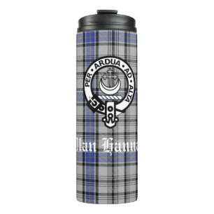 Garrafa Térmica Crachá de Clan Hannay Crest escocês e personaliz
