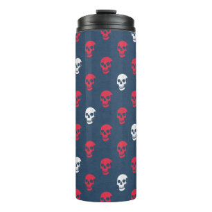 Garrafa Térmica Crânio anatômico Grungy Polkadots vermelho azul br