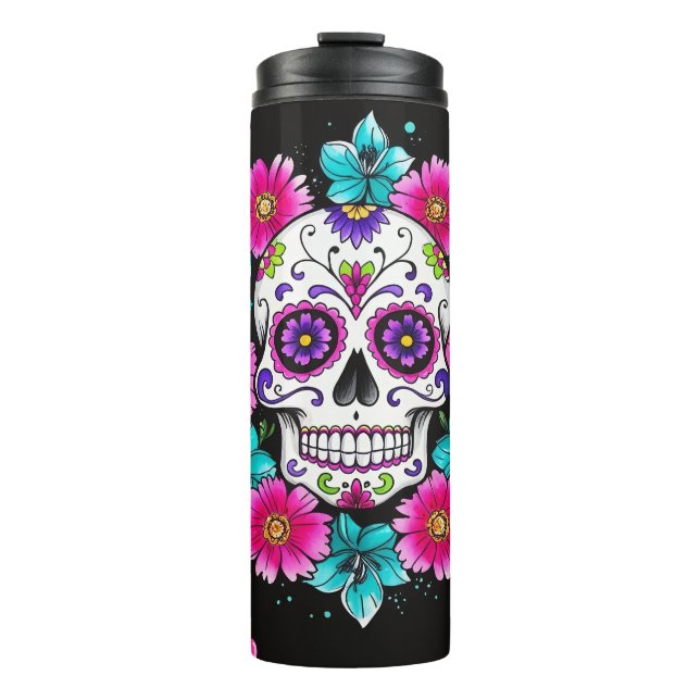 Garrafa Térmica Crânio de Açúcar Artístico (Frente)