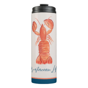 Garrafa Térmica Crawfish Crustacean Aquarela