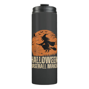 Garrafa Térmica Criador de Basebol de Halloween Gráfico de Bruxa V