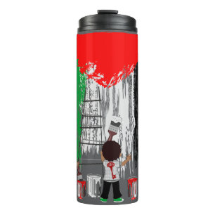 Garrafa Térmica Crianças de Gaza Pintando a Bandeira da Palestina 