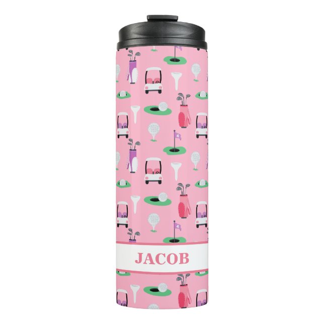 Garrafa Térmica Crianças Personalizadas Golfer Golfcart Golfing (Frente)