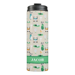 Garrafa Térmica Crianças Personalizadas Golfer Golfcart Golfing