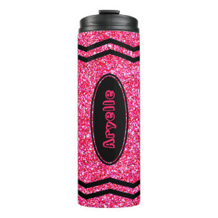 Garrafa Térmica Crianças Personalizadas Nome do Tumbler Glitter Ro