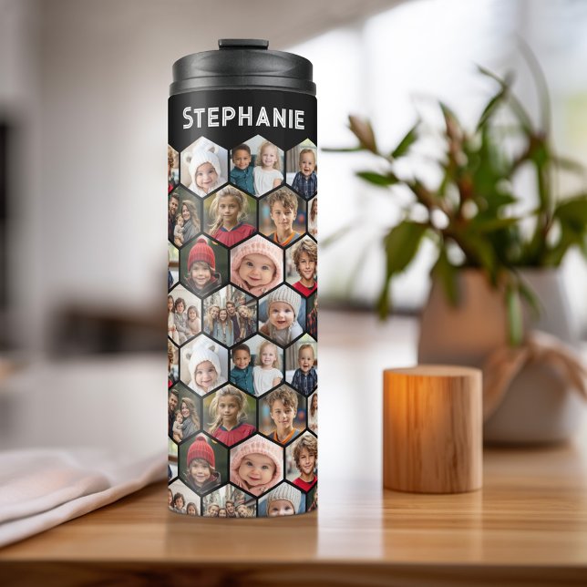 Garrafa Térmica Criar uma Colagem de Fotos Personalizada com o Nom (Personalized Thermal Tumbler - Add Photos, Text - Customize Completely in the Advanced Design Area)