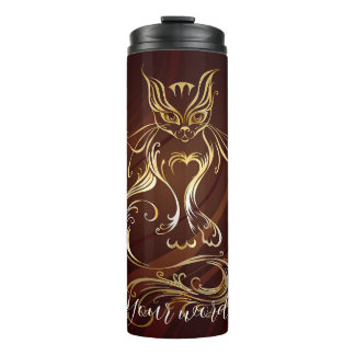 Garrafa Térmica Crie seu próprio gato vermelho e Dourado